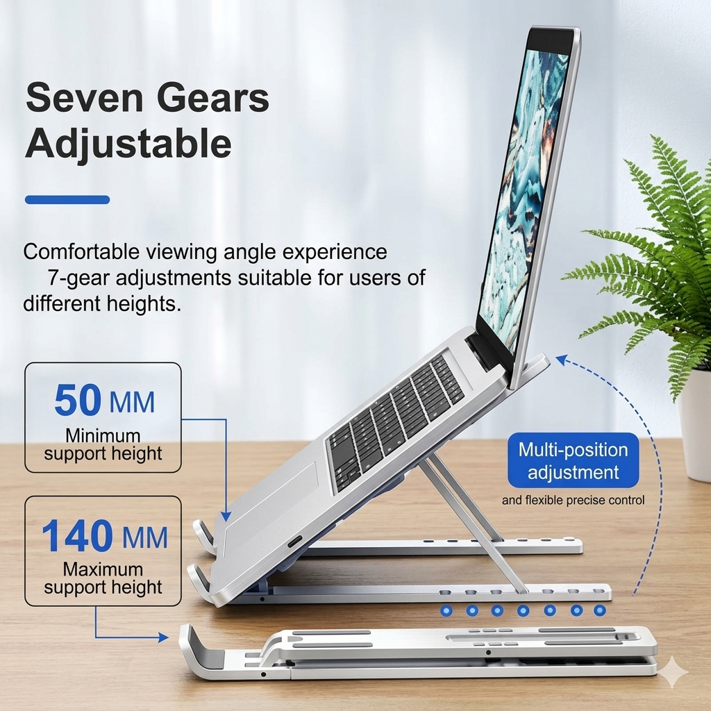Aluminum Laptop Stand (Adjustable & Foldable)