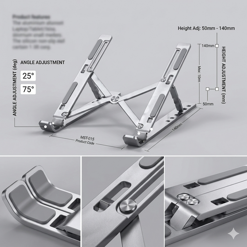 Aluminum Laptop Stand (Adjustable & Foldable)